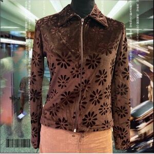 Brown Floral Velvet Jacket